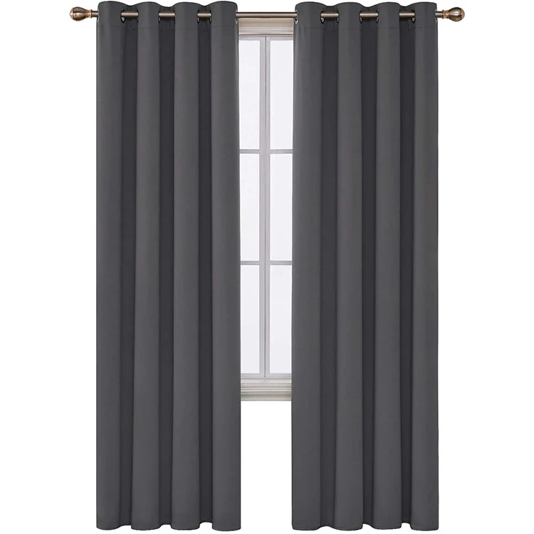 Plain Blackout Curtains Top Seller Solid Color Living Room 100% Polyester Flat Window High Shading(70%-90%) Grommet Woven