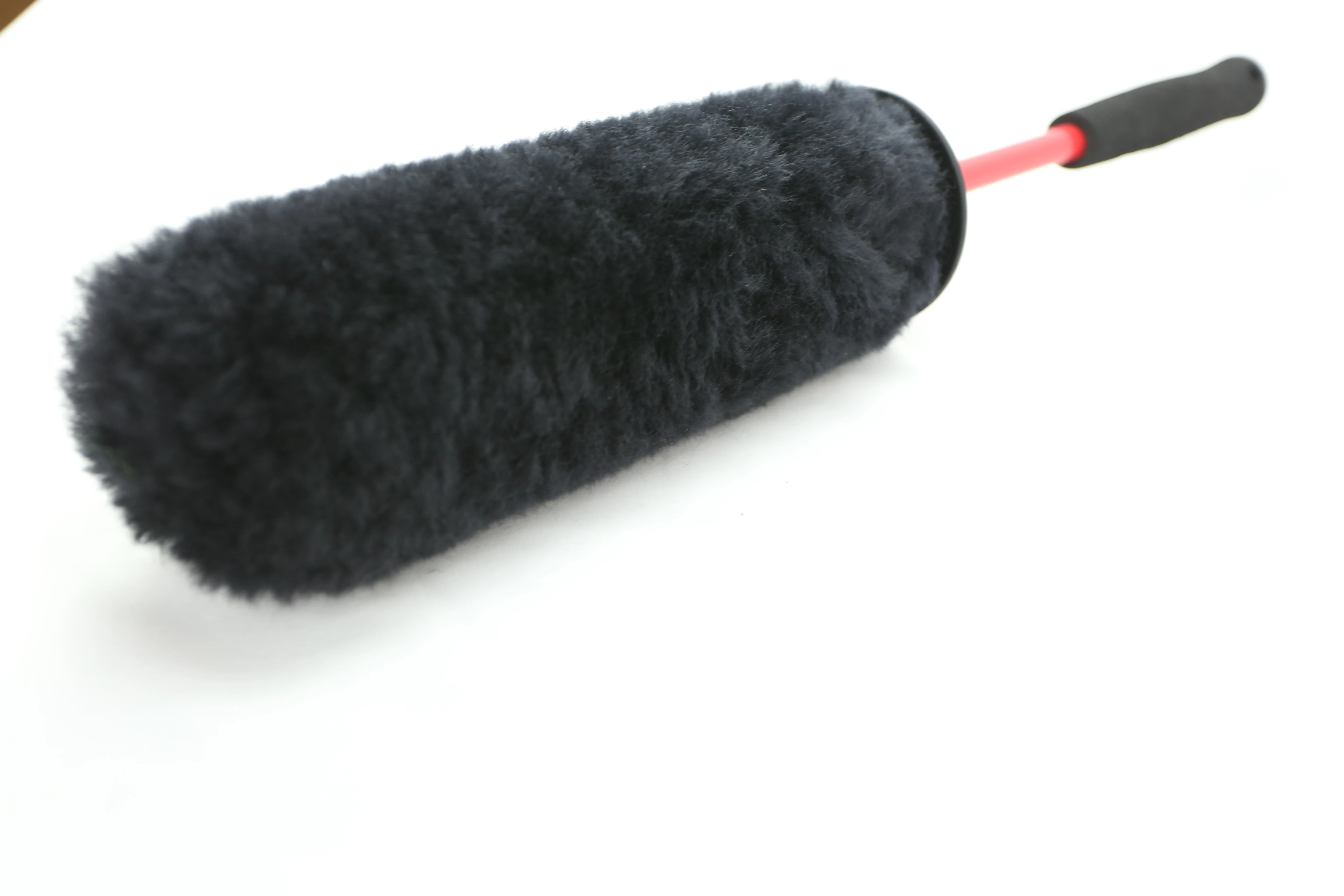 Universal 100% Wool Hair Large Car Wheel Cleaning Brushes With Red Handle