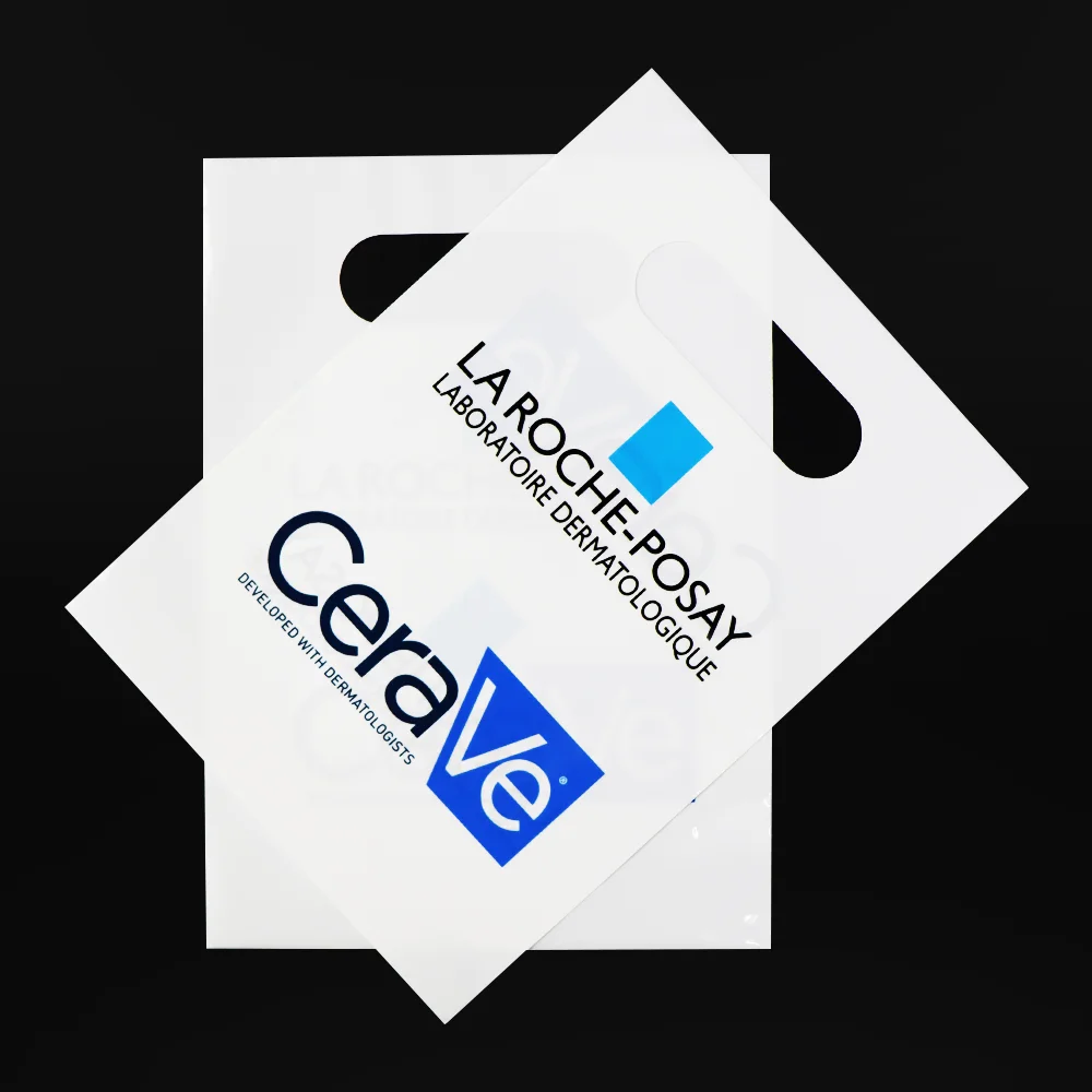 Wholesale Factory Custom Printed Logo Personalized HDPE LDPE Merchandise Die Cut Plastic Shopping Bag With Handle