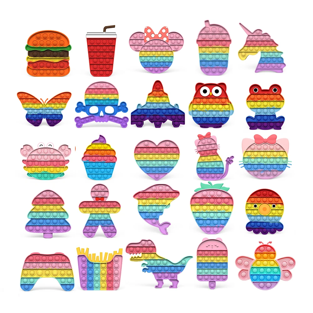 Hot Selling Push Pop Fidget Toy, Squeeze Fidget Sensory Toys, Pops Silicone Toys of Poppets for Kids and Adults