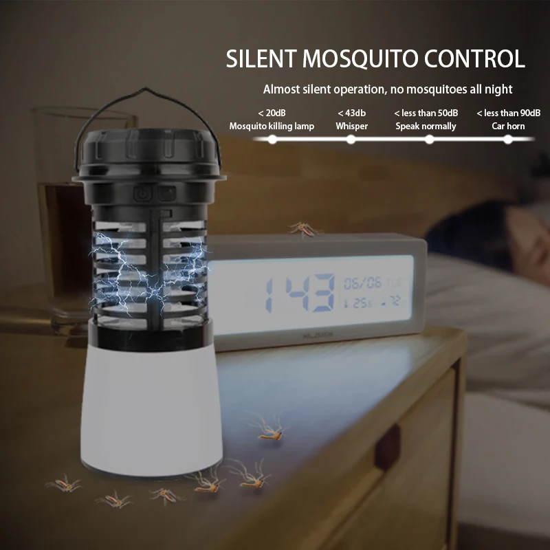 Orlite Bug Zapper Solar Outdoor Camping Lantern LED Flashlight Tent Light  Portable Waterproof Mosquito Killer Camping Lamp