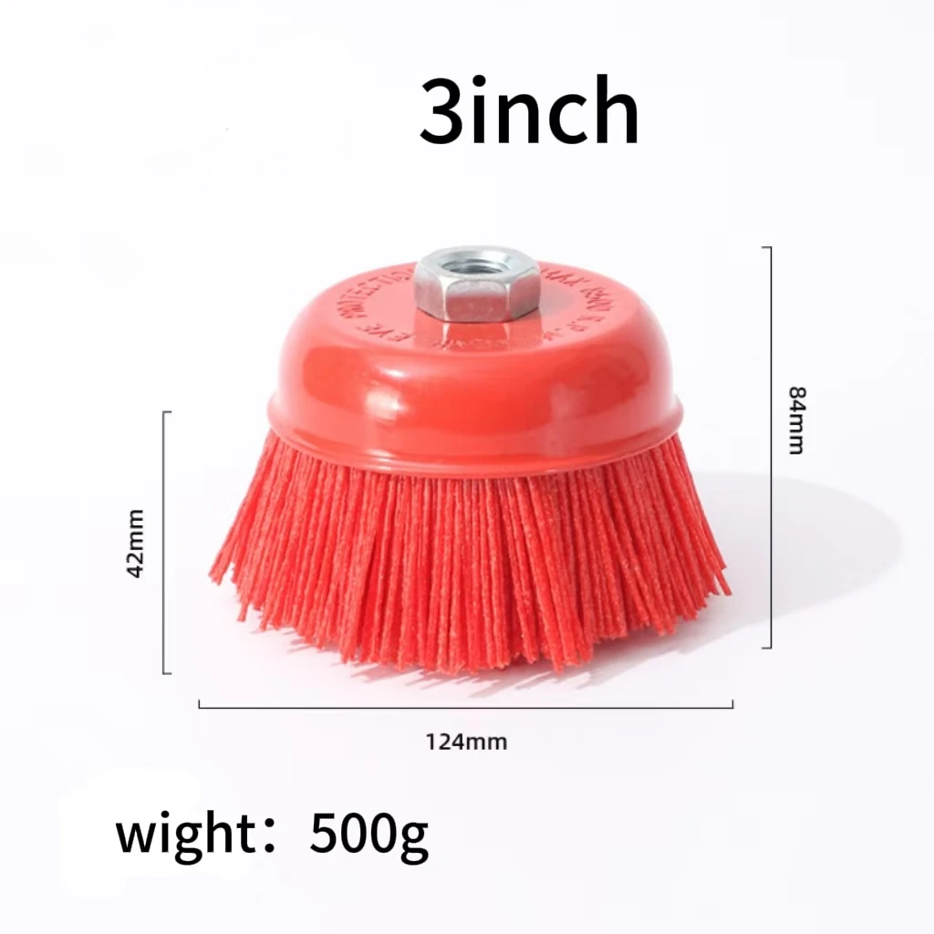 Industrial M14 Nylon Abrasive Wire Brush Bowl Type Cleaning Polishing 5/8-11 Nut Grinding Wheel DuPont Wire Polishing Wheel