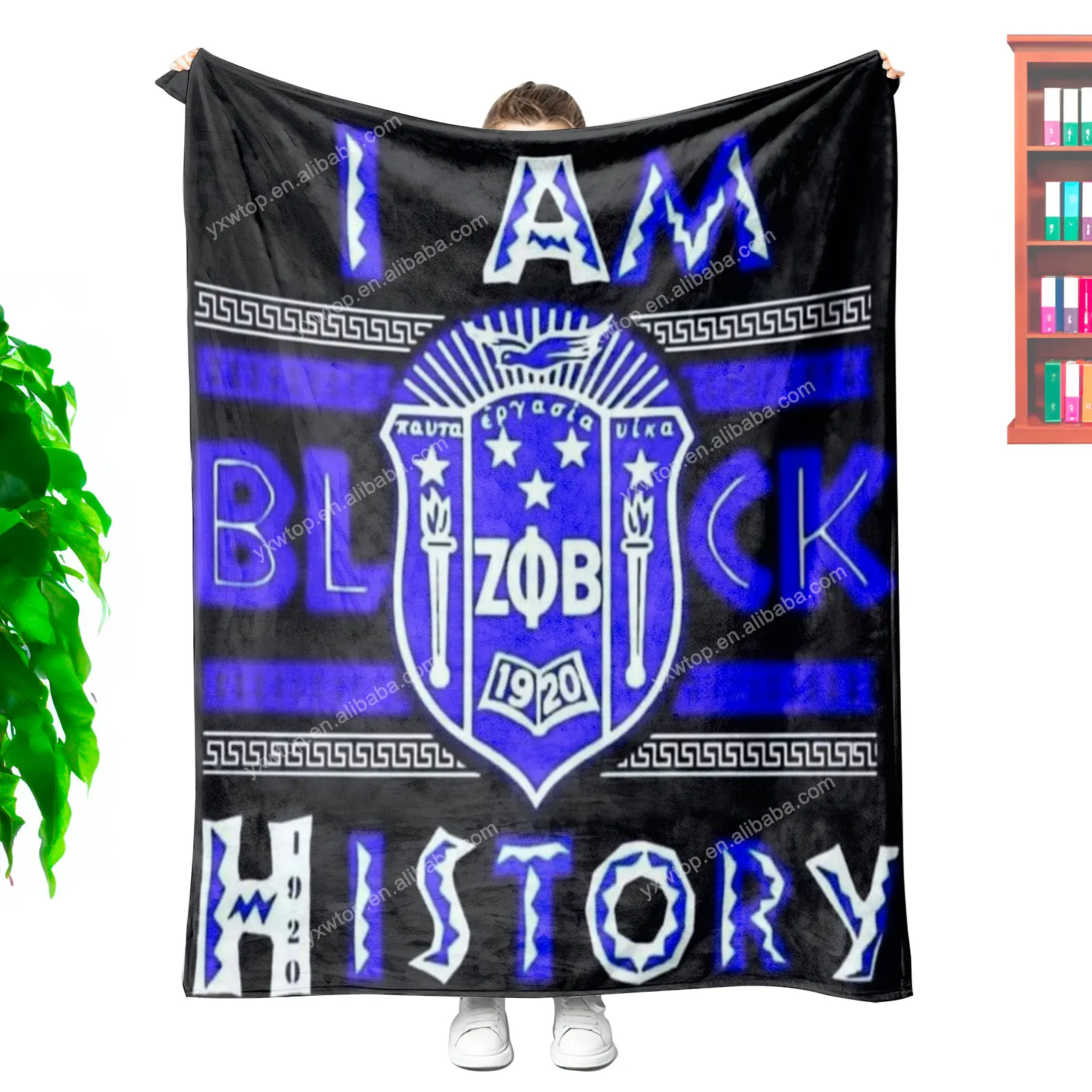 Best Quality low price 1920 Sorority Zeta Phi Beta printing blanket custom sublimation soft plush travel throw blanket