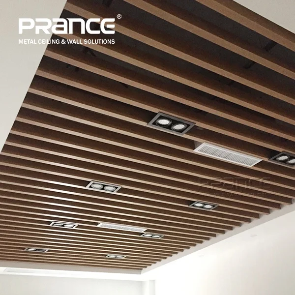 Wooden grain aluminum U shape baffle ceiling design