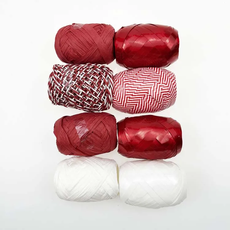 Natural Colorful Twisted 2mm Striped Paper Raffia Yarn Paper Ribbon Yarn for Gift Wrapping Crafting Packing