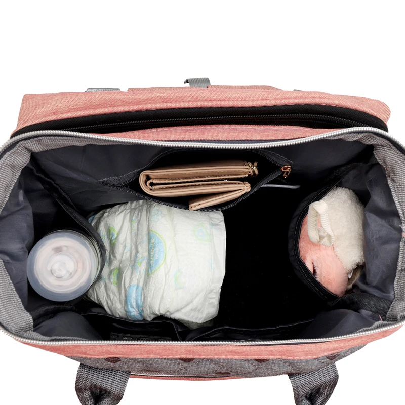 Multifunction Trendy Baby Diaper Bag Backpack with Foldable Crib Waterproof Travel Bassinet With Bed Shade Net USB Charging Port