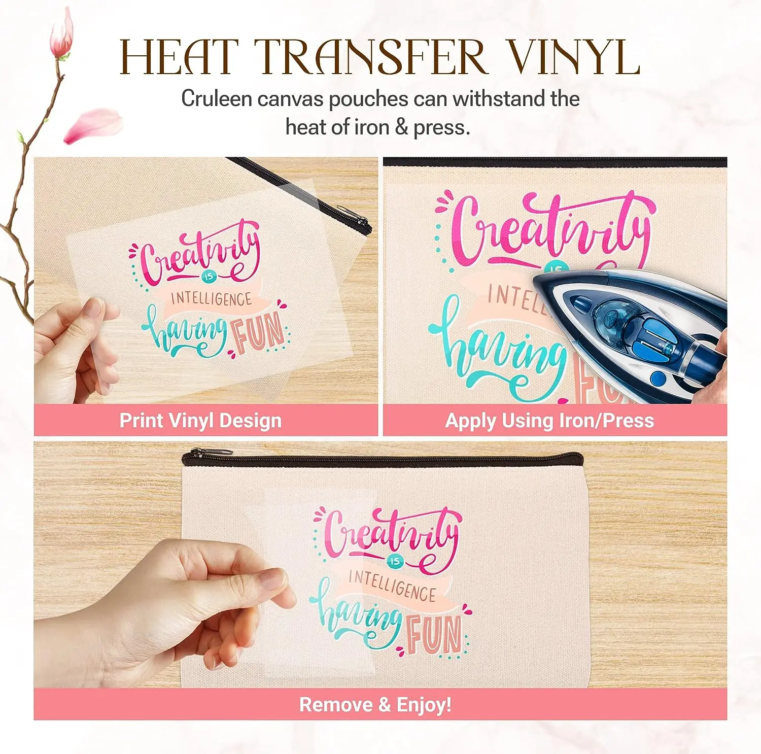 Multi-Purpose Blank Canvas DIY Craft Pouches - Cotton Invoice Bill Zipper Bag Cosmetic & Makeup Bags