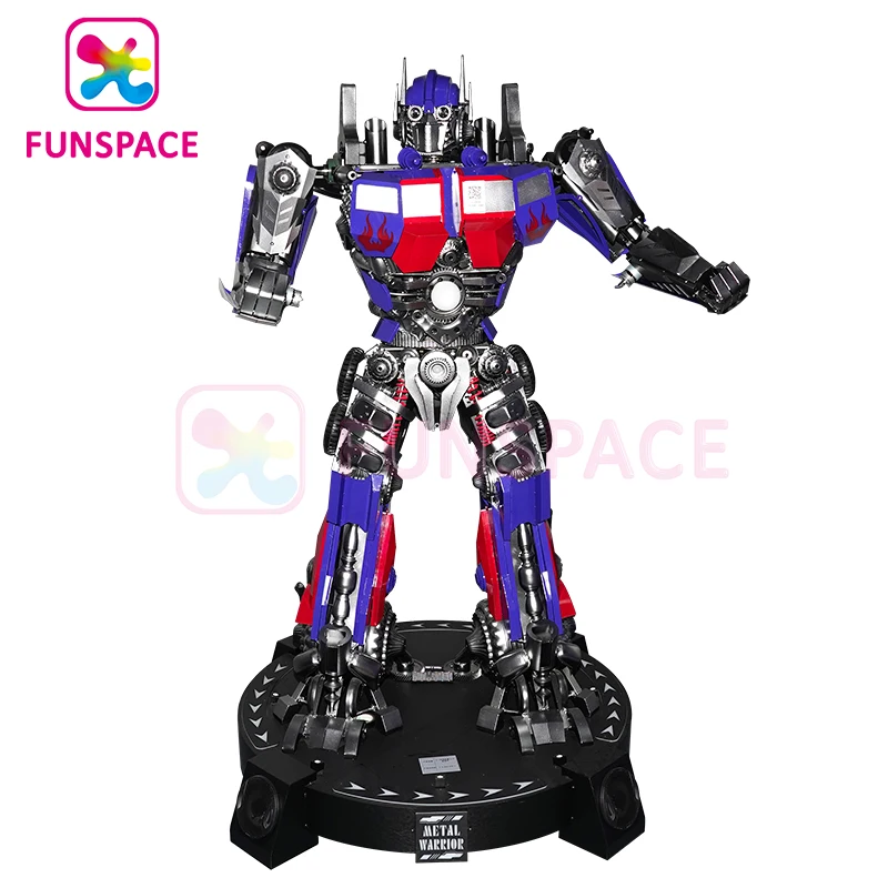 Funspace Game Center Large Yellow Blue Robot Metal Steel Model Transformer Welcome Robot