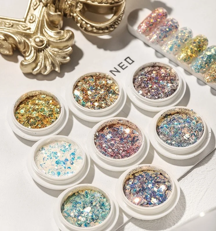 
Beauty 2019 new arrival Colorful Nail sequins crystals nail powder flash pixie nail art decoration 