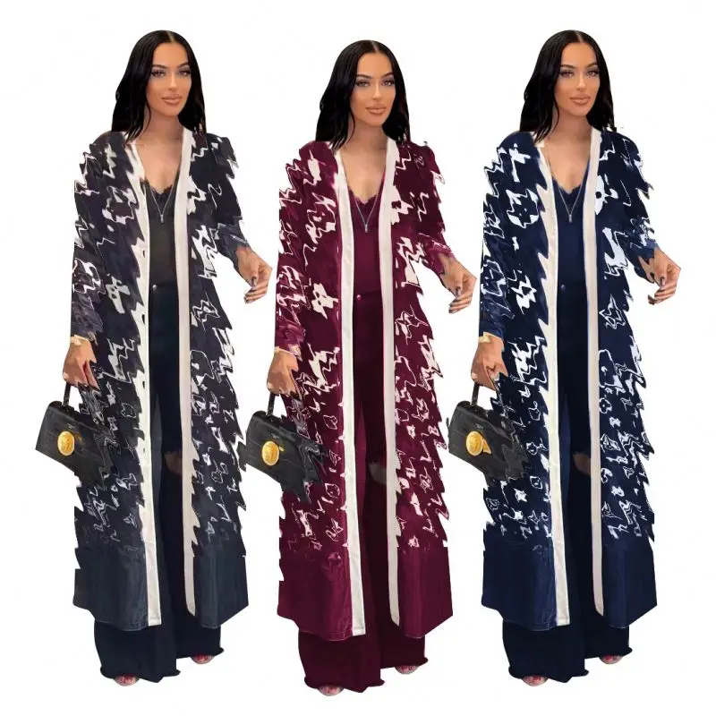 Hot sale clothes famous brands winter coats for ladies women luxury brand clothing Printed cardigan long sleeved woolen jacket