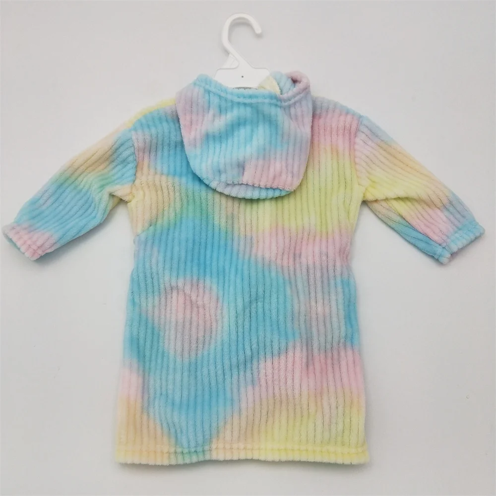 Wholesale High Quality Soft Plush Hooded Cute Colorful Gradient Baby Fleece  Bath Robe With Belt Pajamas for Kids