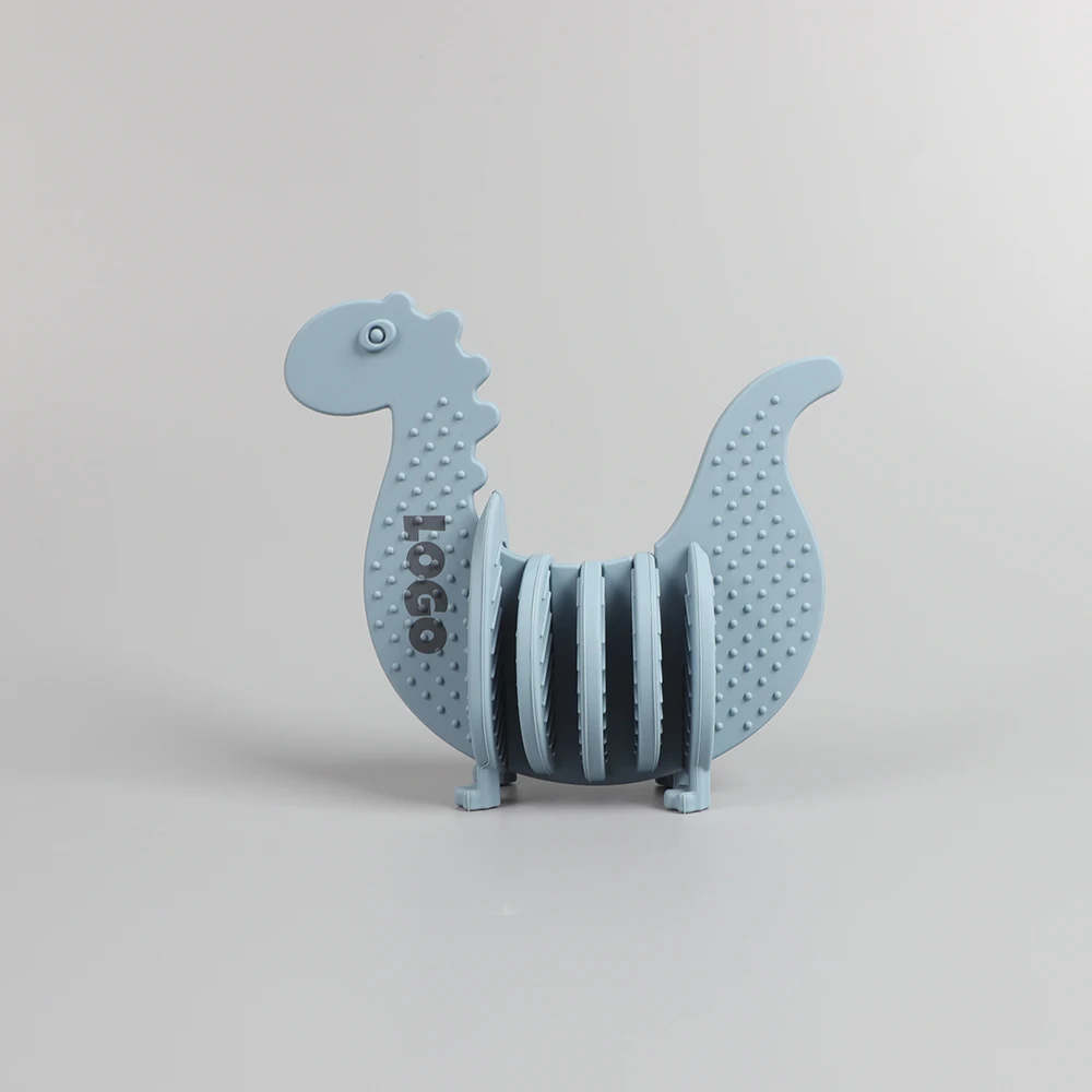 Eversoul OEM ODM BPA Free Dinosaur Shape Baby Teether Silicone Stacking Toys Kids Detachable Educational Jigsaw Toys