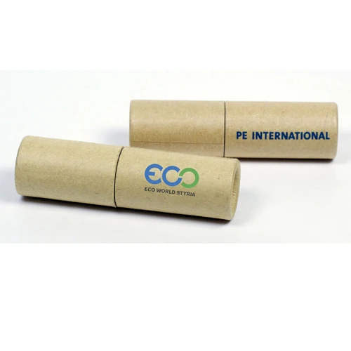 Trade show promotional gift customized logo printing 16GB recycled carton paper cylinder shape usb flash memory stick pen drive