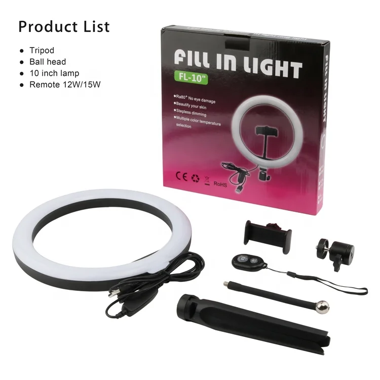 Отличная Roc anillo de luz led отрегулировать держатель телефона 10 дюймов 26 см селфи фотография свет кольцо make up Настольный кольцевой светильник на