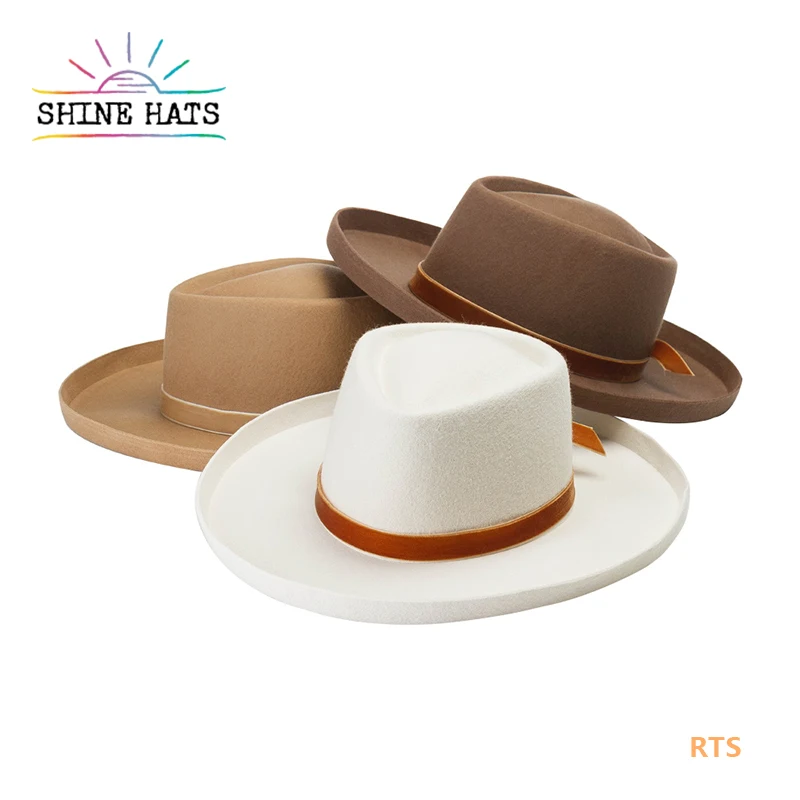 Shinehats OEM sombrero fieltro модная шапка femme fadora ленточная веревка из 100% шерсти Женская фетровая шляпа с завитыми