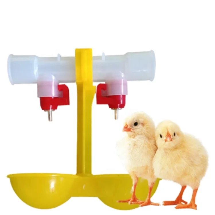 Double Ball Valve Hanging Cup Water Bowl Chick Broiler Hen Nipple Drinker with Double Dripping Cup
