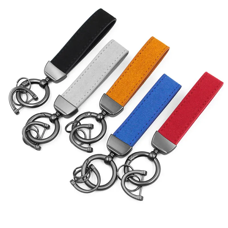 Custom Embossed Leather Keychain Stainless Steel Metal Logo Insert Album Photo Leather Keychain