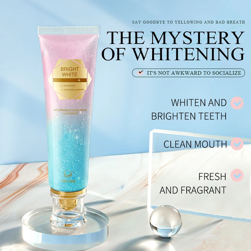 Private Label Niacinamide Whitening Toothpaste Tartar Yellow Teeth Removers Herbal Mint Flavor Tube for Adults Use at Home Hotel