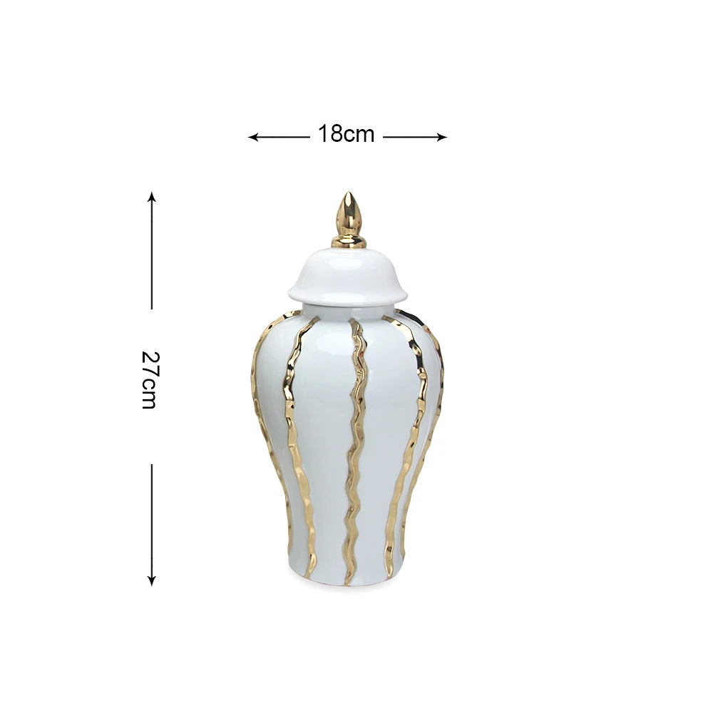 J200 ceramic gold and white ginger jar porcelain tabletop jar home decor porcelain sets