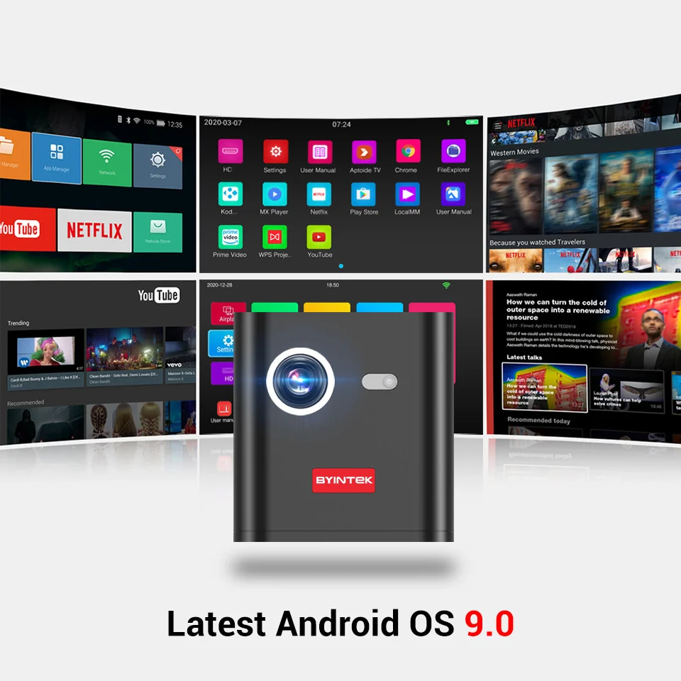Factory Hot BYINTEK P19 Smart DLP Mini Pocket Projector Android WIFI Portable Proyector Beamer 4K 3D Home Cinema Pico Projector