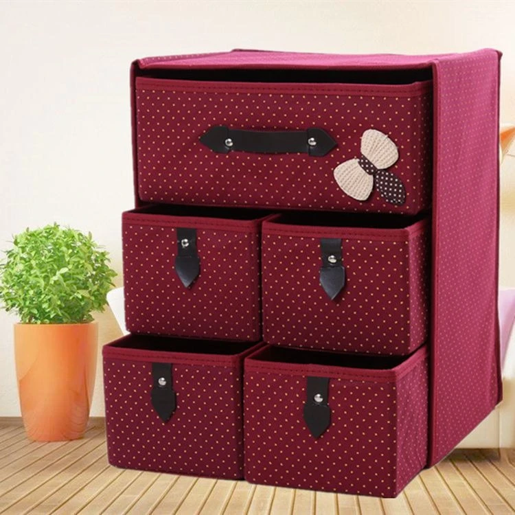 New Custom Logo Fabric Collapsible Cube Folding Drawer Box Thickened Non-woven Clothes Storage Organizer for Sale