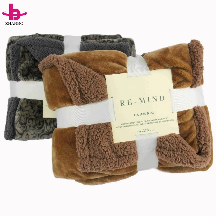 China Supplier New Products Grey Color Super Warm Soft 2ply Luxury Bedding Set Fuax Fur Thick Throw Mink Fleece Flannel Blanket