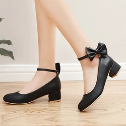 2022 New Children High Heels Princess Shoes Children Kid Summer Fashion Bow Dress Wedding Heel Shoes for girls red ballet flats