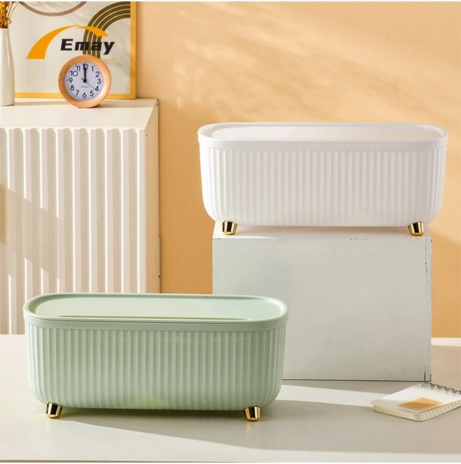 Plastic Desktop Storage Box with Lid USB Cable Wires Management Socket Sleeve to Hide Wires Cables for Home Office
