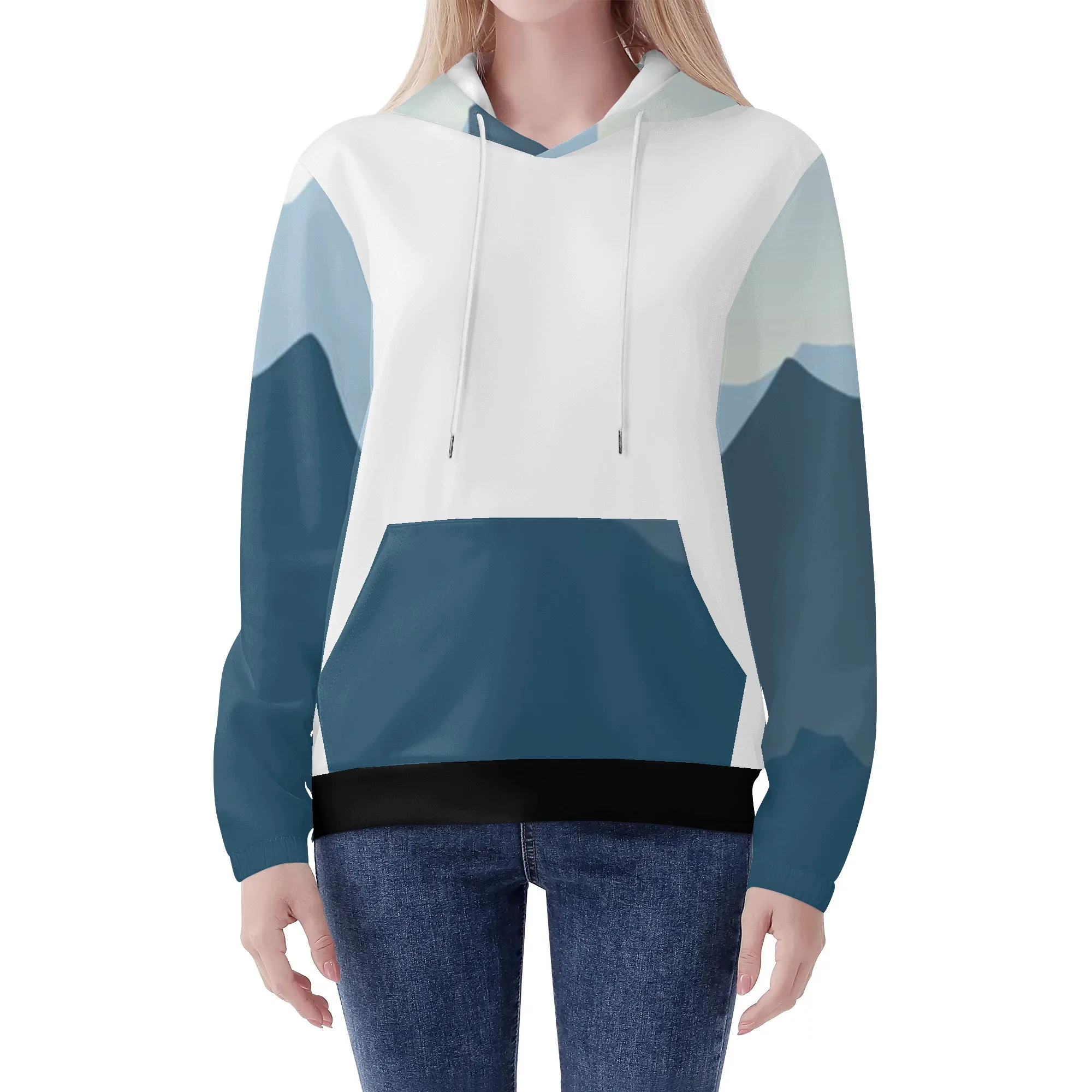 2023 perform hoodies sweatshirts long sleeve unisex Custom fabric pattern breathable essentials hoodie Blue and white