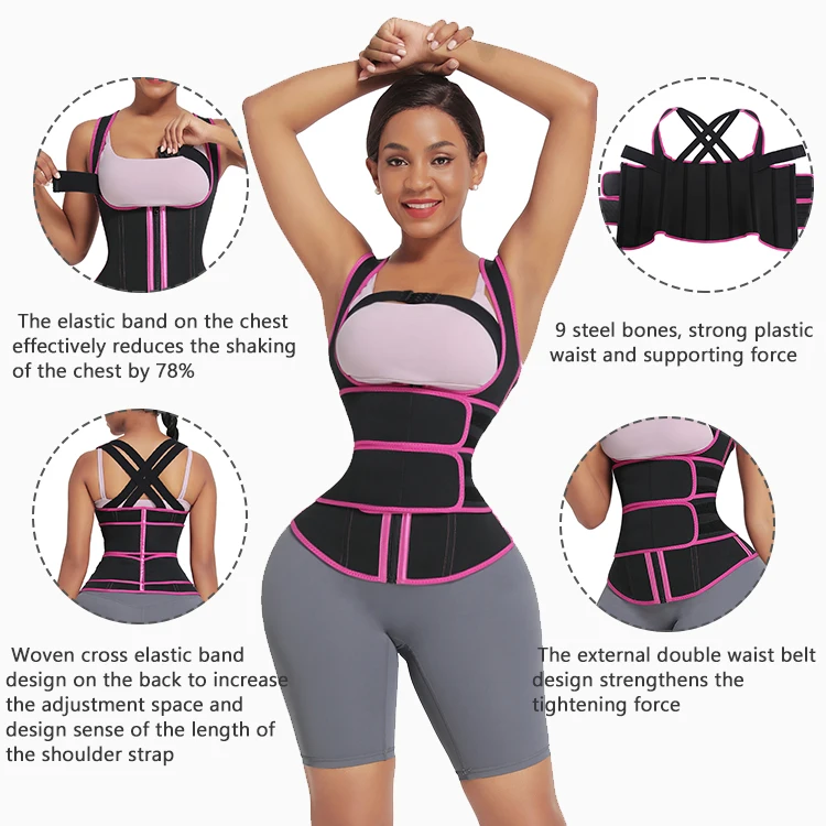 Waistdear Wholesale Fat Burning Neoprene Waist Trimmer Private Label Double Belt Waist Trainers Vest