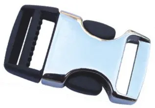 Popular Dongguan manufacturer wholesale plastic male plug metal side release webbing buckles