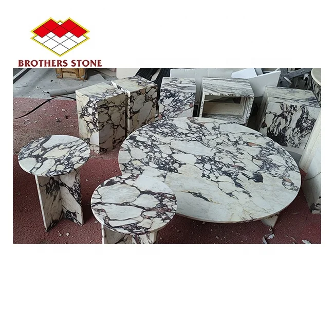 Italian marble calacatta viola plinth coffee table  end table Luxury stone Bulgaris marble purple marble coffee table