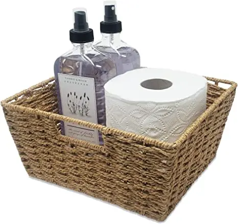 Paper Rope baskets with carrying handles paper rope weaving baskets for bathroom