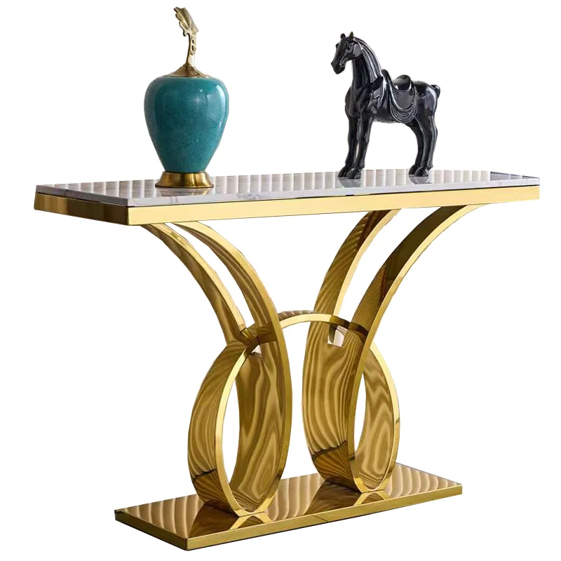Butterfly Shape Console Table Safety Corner Design Entryway Table Marble Top Console Table For Hallway Living Room CECX001