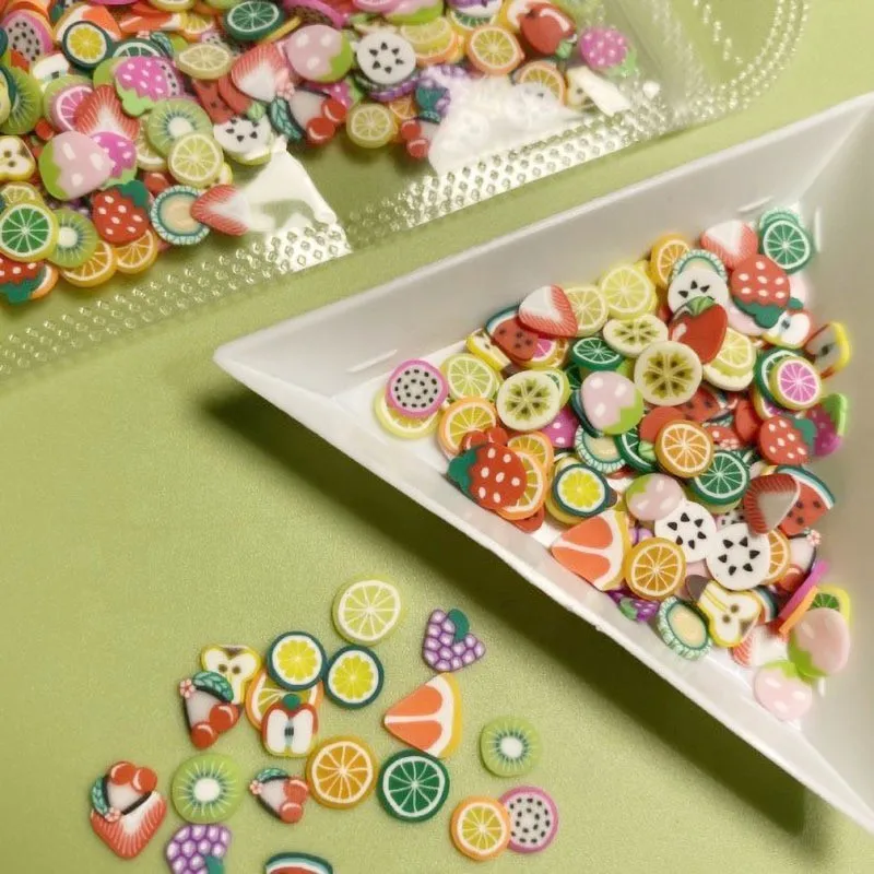 DIY Mixed 3D Nail Art Design Colorful Fruit Series Slices Banana Orange Grapefruit Grape Polymer Clay  For Nail Art Decoration