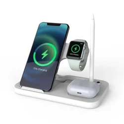 SUNLINE 4 in1Qi 15 Вт быстрая Беспроводная зарядная станция Беспроводное зарядное устройство для телефона