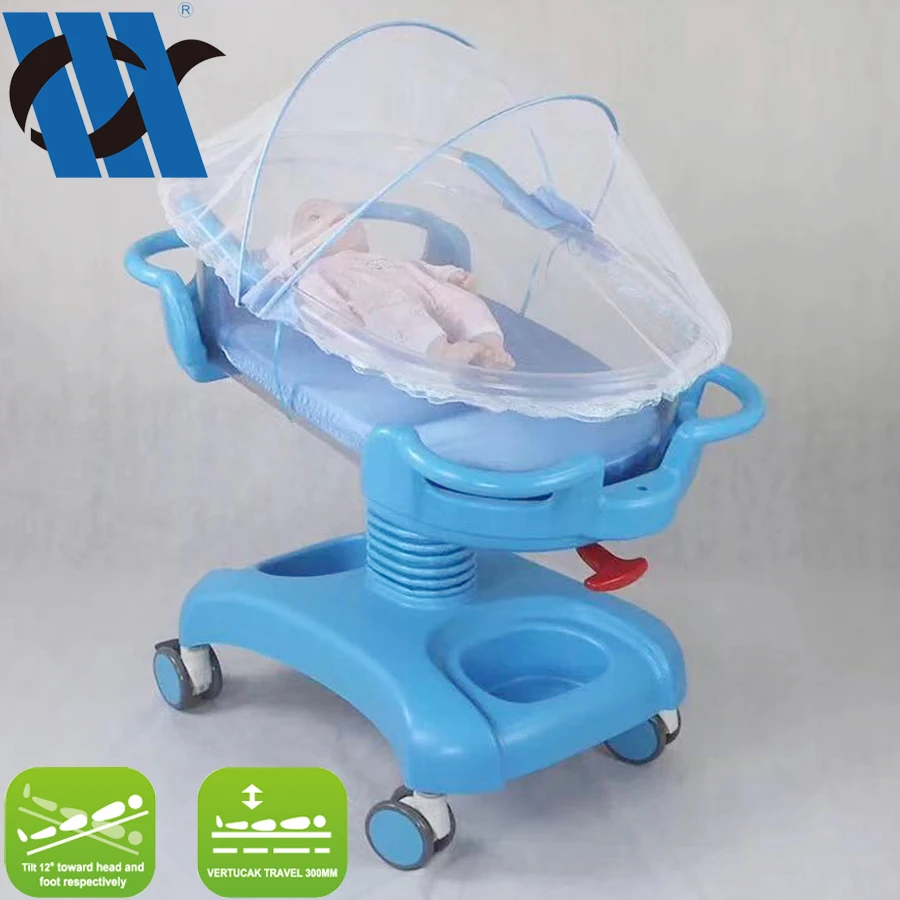 BDB08 Hospital Baby Bassinet Baby Cart Infant Bed With Tray And Adjustable Height Baby Cot Children Hospital Bed