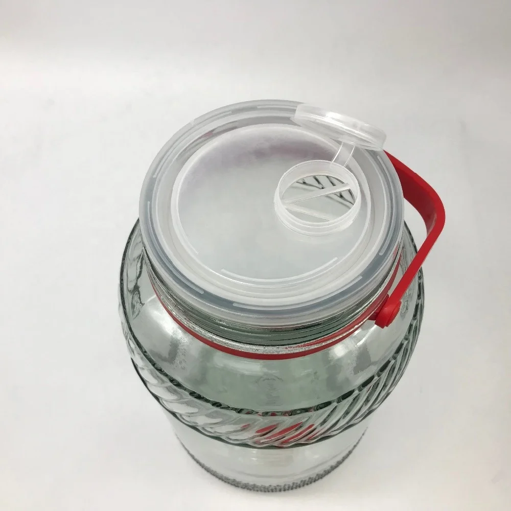 2 Gallon airtight glass storage jar with plastic lid for wine
