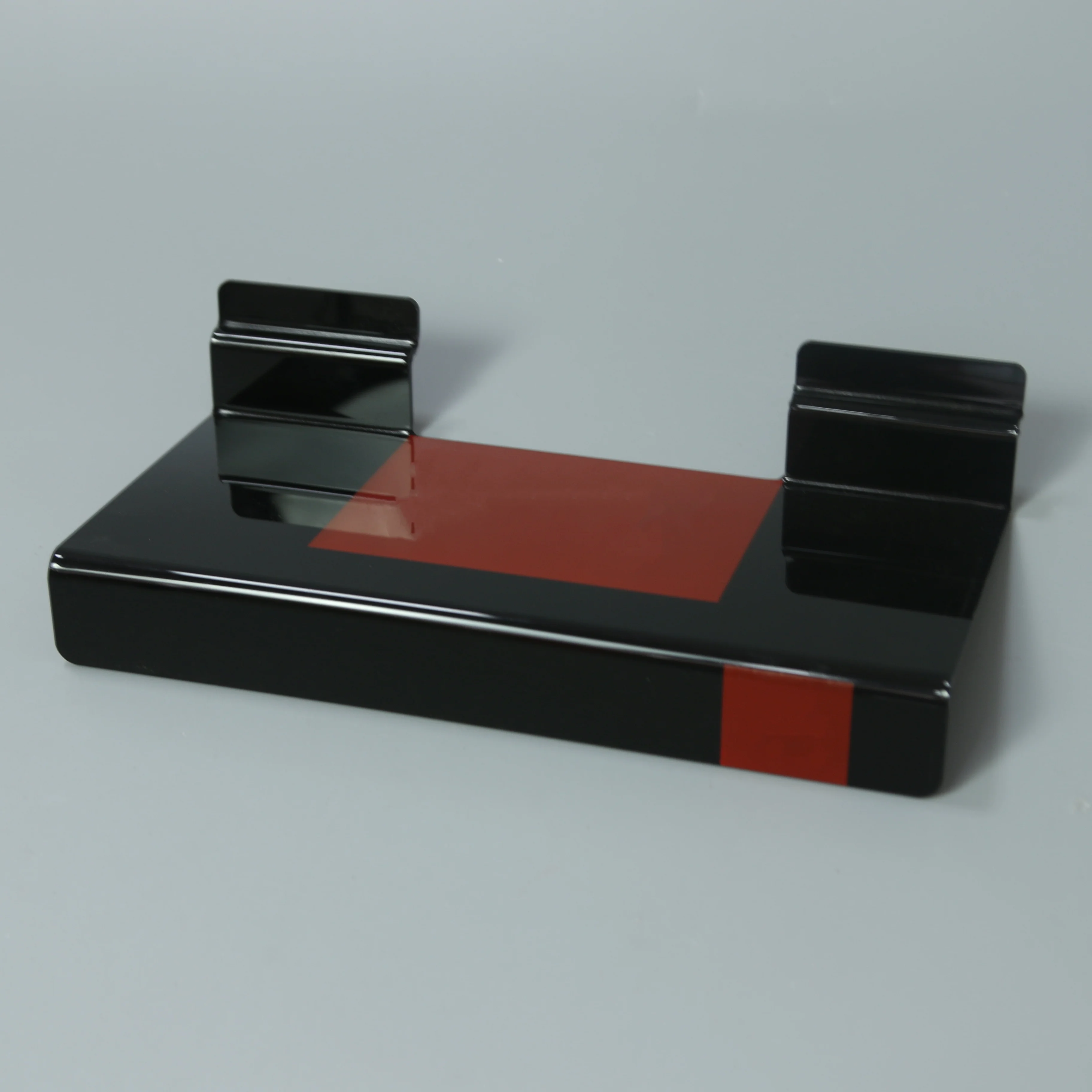 High Quality Acrylic Shoes Stand Display for  Slatwall Customized Print Logo Black Plastic shoe Shelves Black Acrylic Shoe Stand