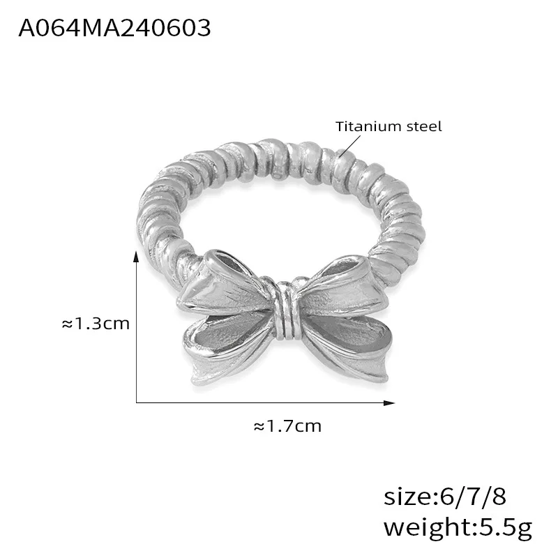 Fashion simple personality bow design sense geometric hemp wreath stainless steel gold plated ring