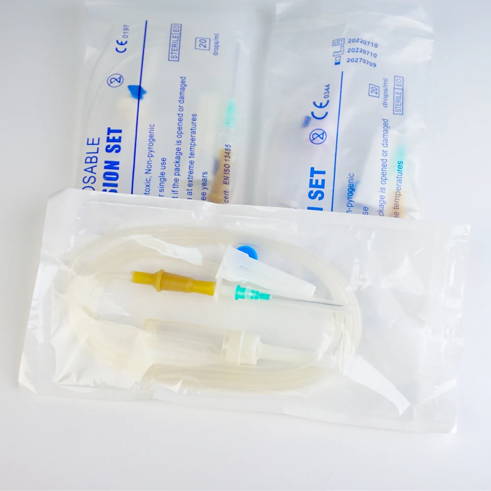 Disposable sterile medical veterinary infusion set with flow regulator calibrated burette 100ml 150ml