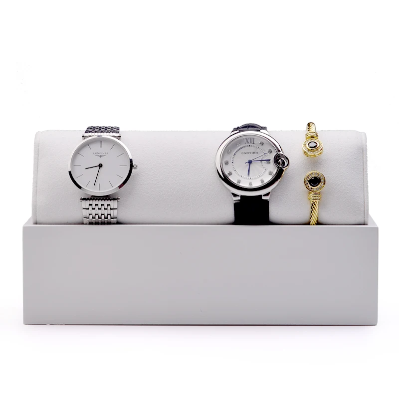 
Newest Solid wood tray white lacquer with Microfiber pillow for Watch Bracelet Bangle Storage Exhibitor Wooden display trays 