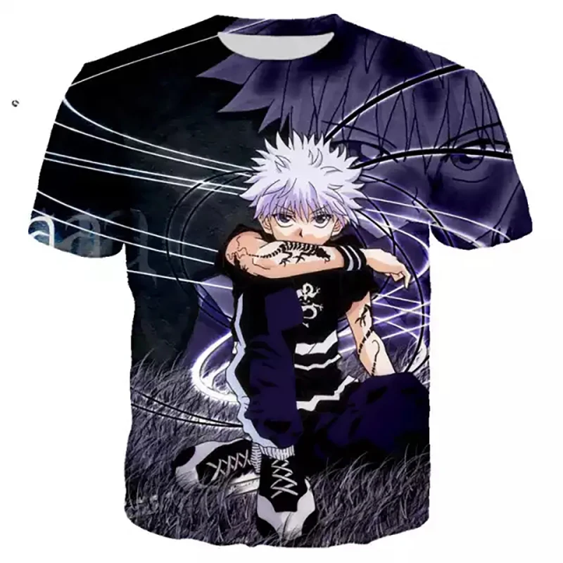 New design 3d custom wholesale chemise homme polyesterclothing men t shirts anime shirt cartoon hunter x hunter t shirt