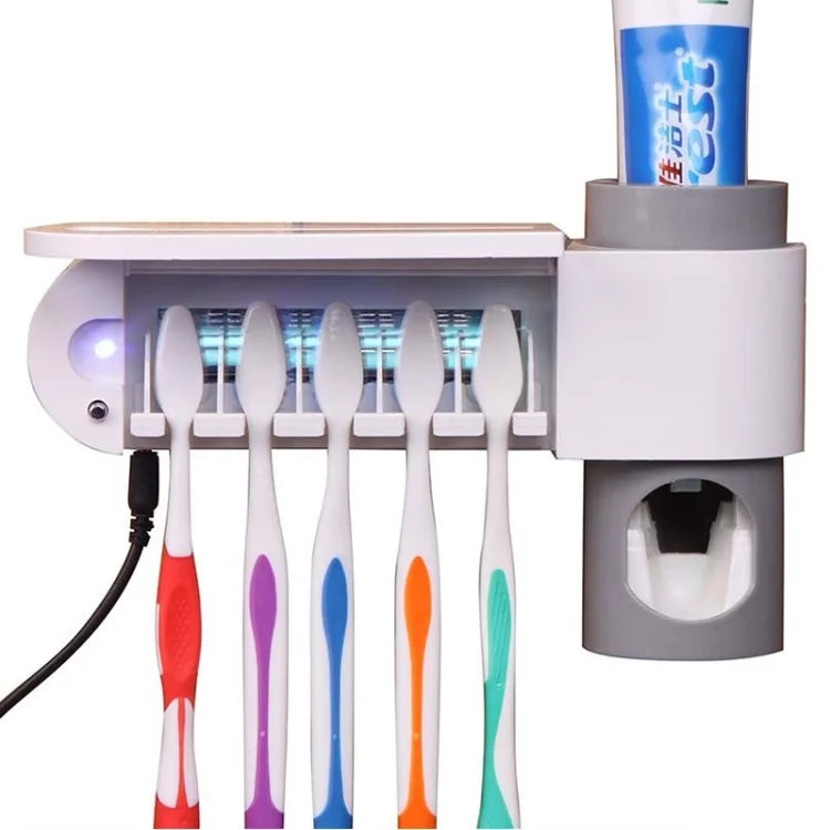 
Household plastic automatic toothpaste dispenser, ultraviolet toothbrush disinfector ,UV toothbrush holder 