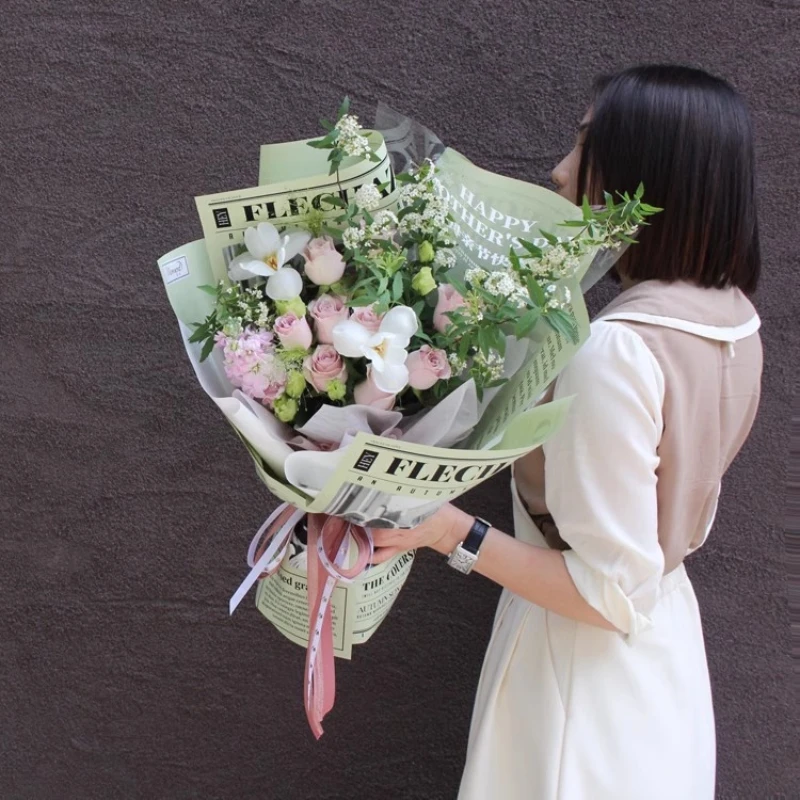 LUCIA  Waterproof English Newspaper Wrapping Paper Bouquet Wrapping Flower Paper Flower Shop Packaging Supplies