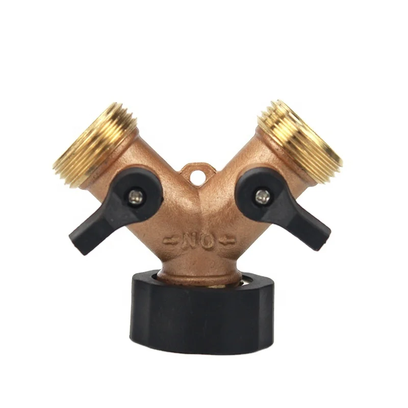 garden hose Y-type splitter brass two way water ball valve with Y-distributor Y-connection