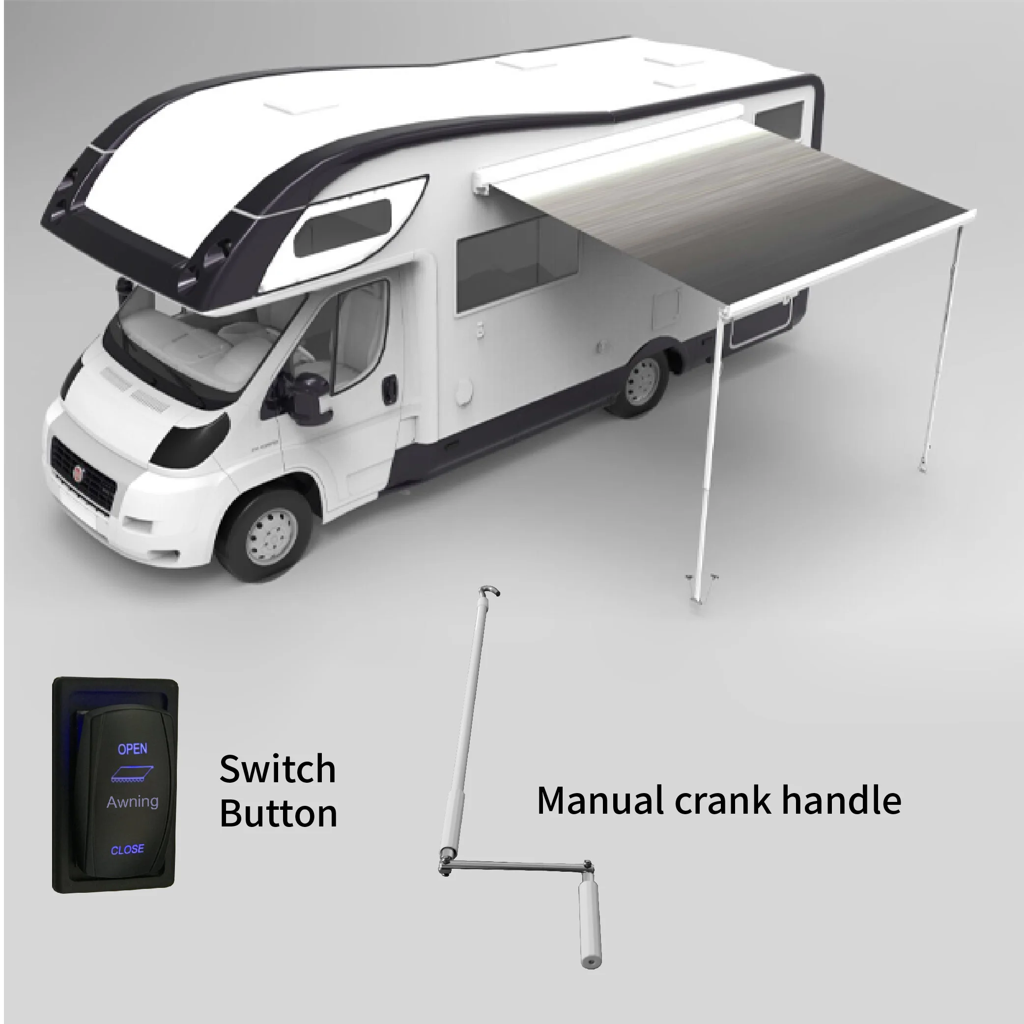 Awnlux W5500 High strength Aluminum Alloy Frame Manual Caravan Trailer RV Awning Sun Shade Camper Van Awning