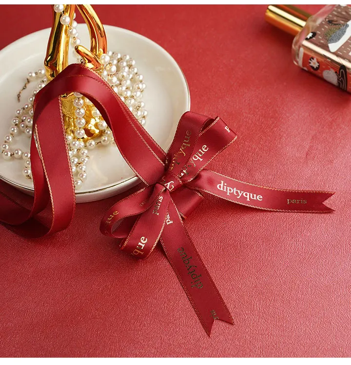 Custom Decorative Hang String Fragrance Lanyard Grosgrain Ribbon Satin Bow Aromatherapy Ribbon Bow For Car Decoration