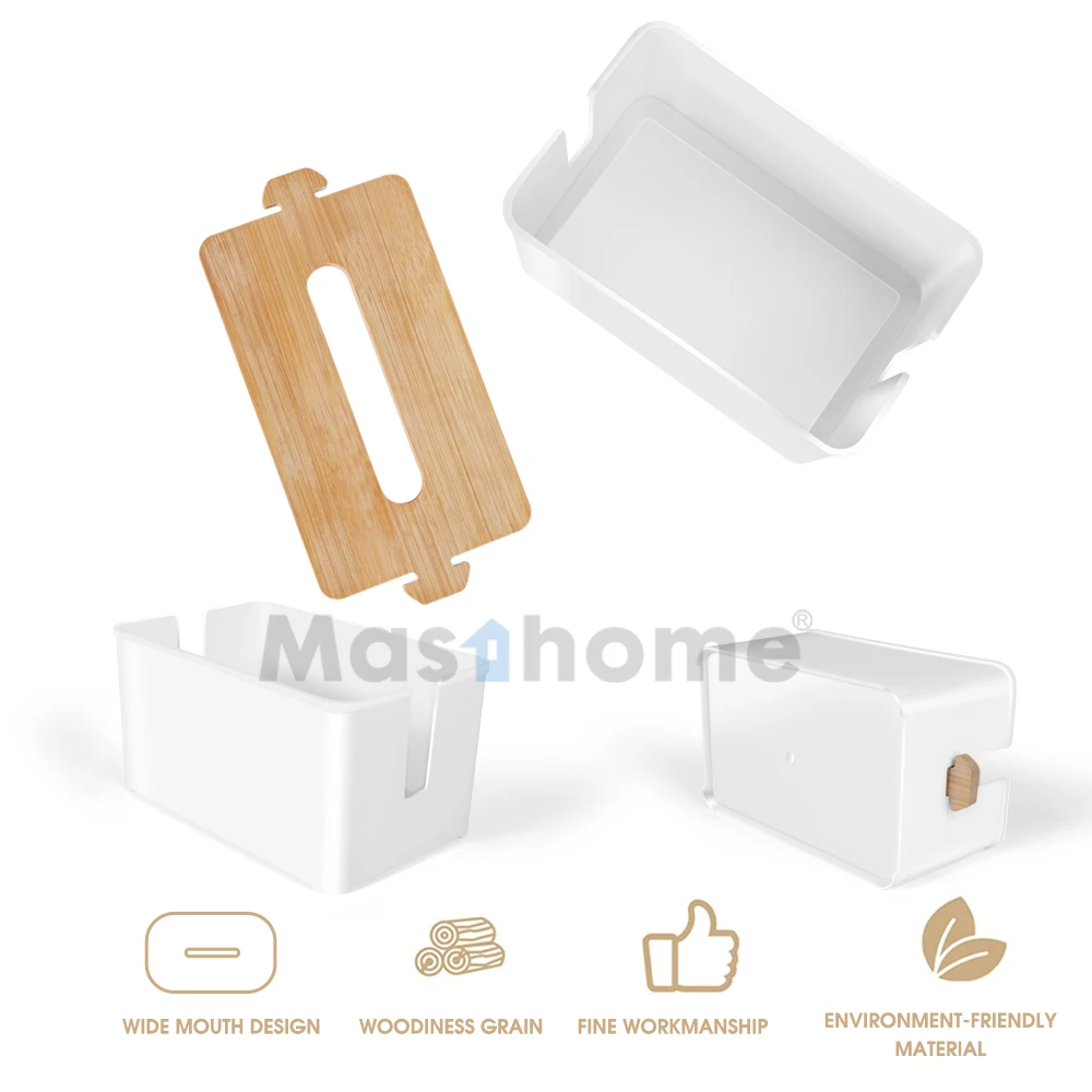 Masthome Wholesale OEM Eco Friendly Natural Square Custom Printed Tissue Box Napkin Holder Tissue Holder For Kitchen