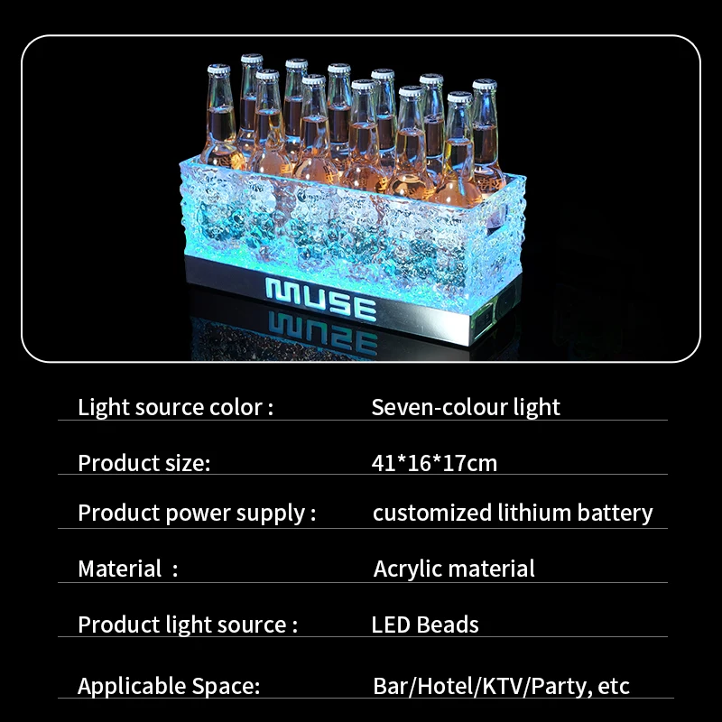 Newly Led Ice Bucket  Acrylic Ice Bucket Champagne Bucket Cooler beer Bottle Holder Keeps Drink Cold